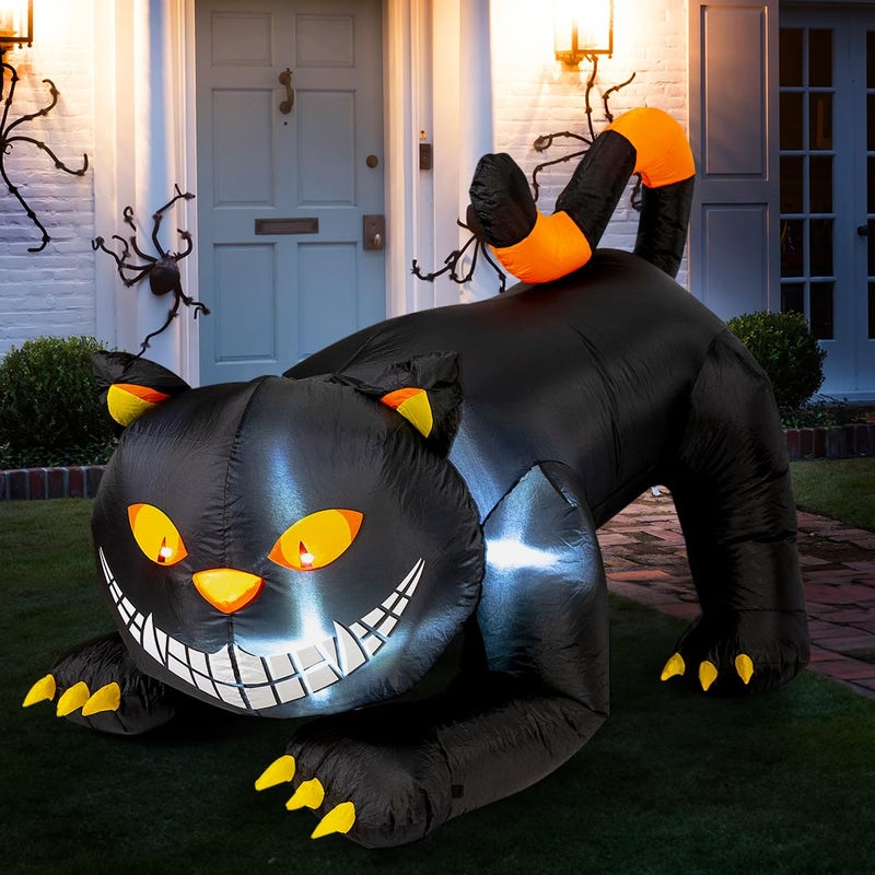 GOOSH 6 FT Halloween Inflatables Outdoor Black Cat with Shakable Head, Blow Up Yard Decoration with LED Lights Built-in for Holiday/Party/Yard/Garden - Image 2